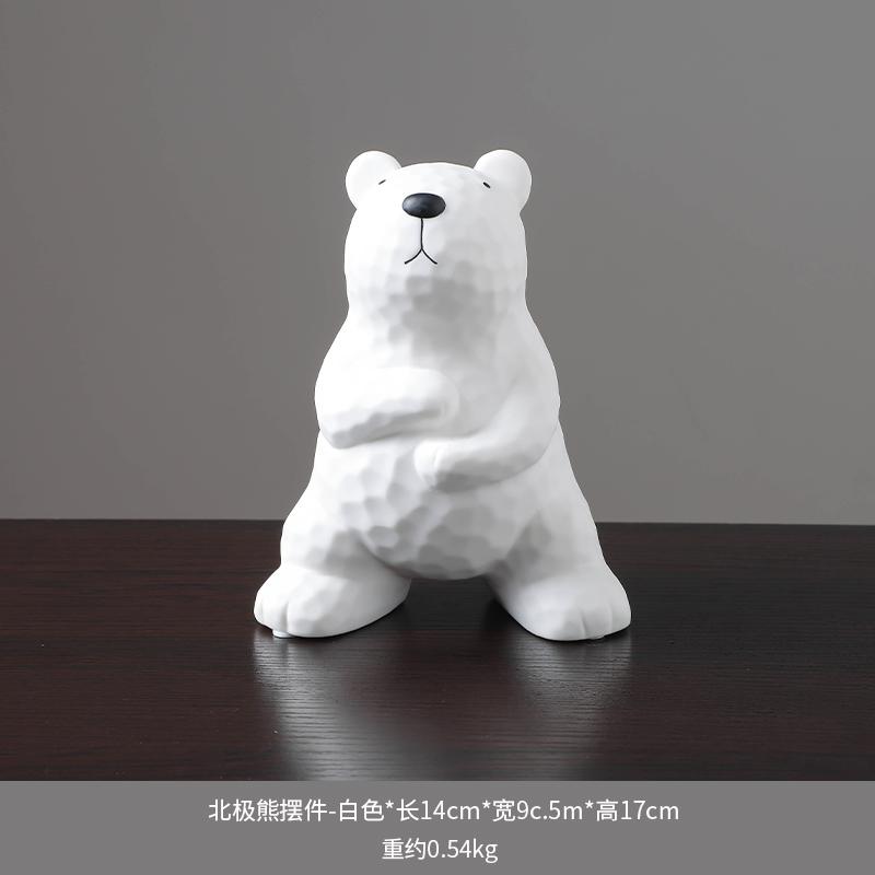 

white Statuettes resin polar bear animal ornament sculpture Electroplating decoration for living room wine cabinet Figurines