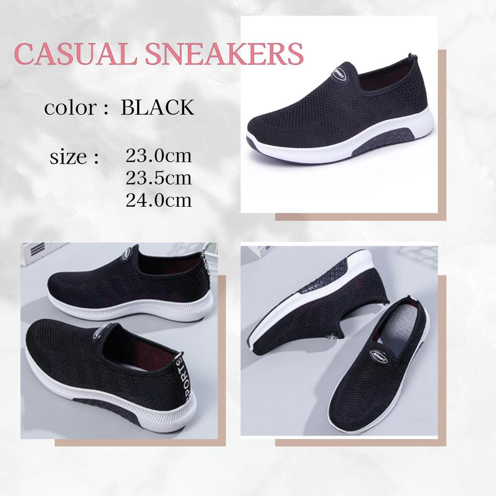 FARFADET Lightweight Mesh Perfect for Gym and Indoor Comfortable Walking Shoes for and Breathable Mesh Material for and Black Slip-On Sneakers,