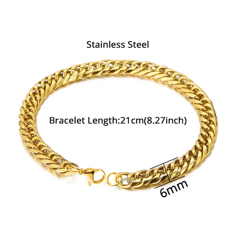 HIGH POLISH 6MM 9MM Hip Hop Rock Jewelry Miami Cuban Link Stainless Steel Bracelet For Men Women,Gold Silver Color Chains