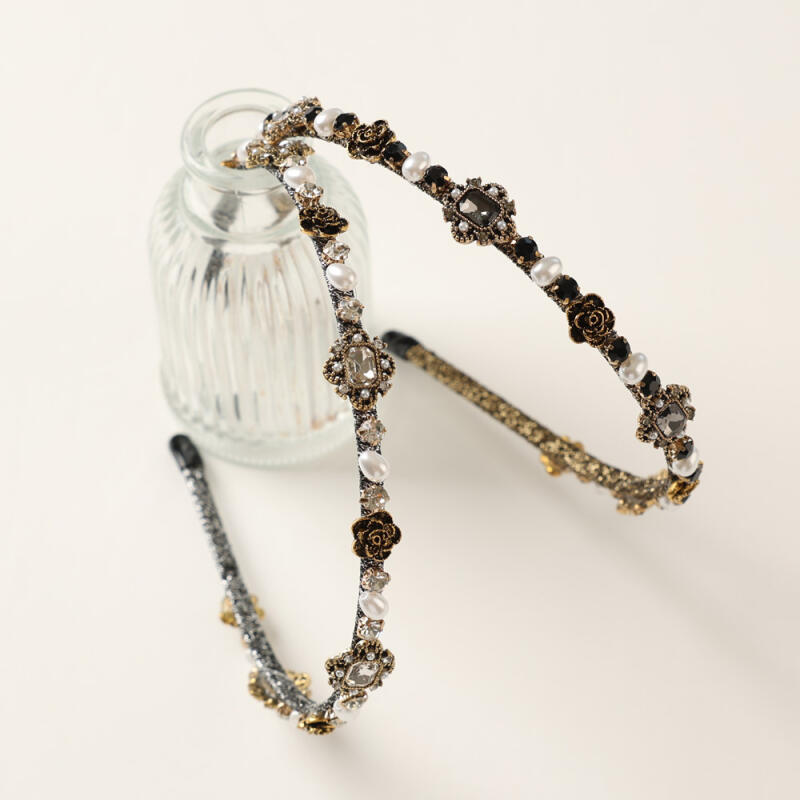 Minong Antique Rose Cubic Pearl Hairband C91