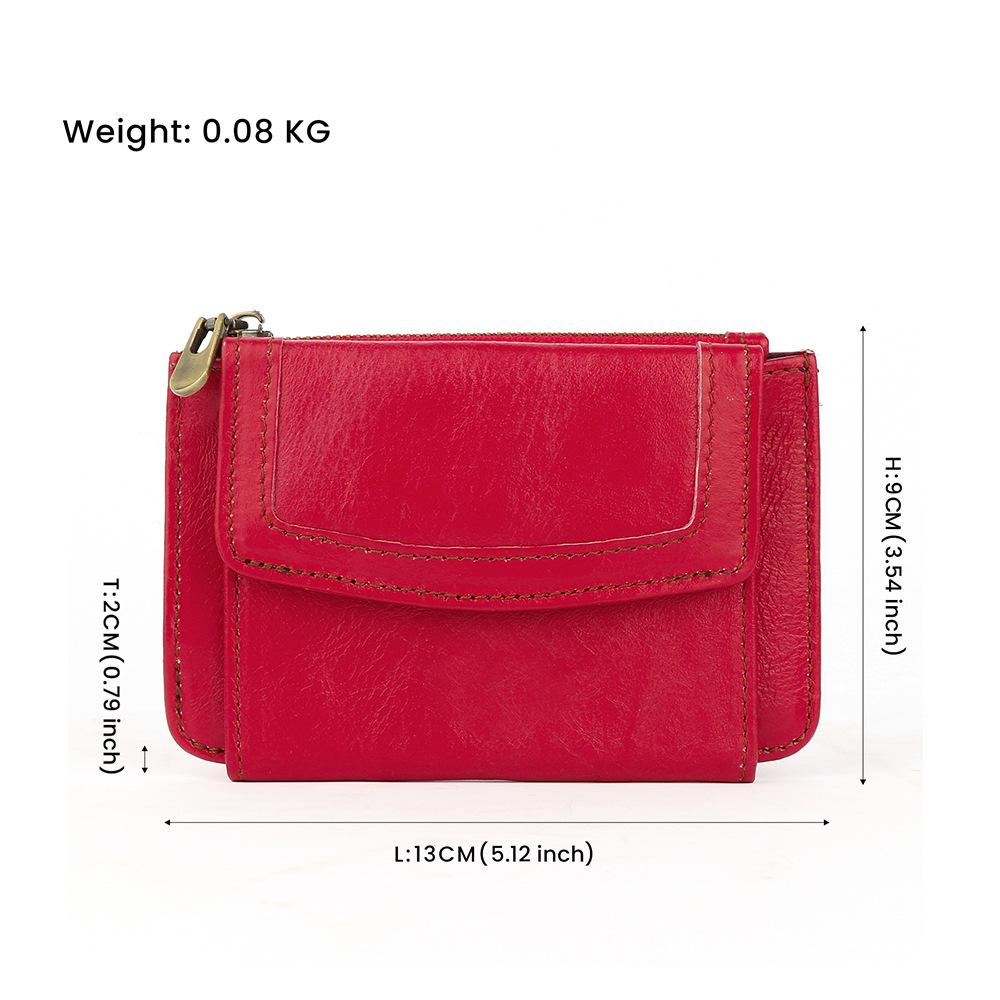 

JOGUJOS Женский тонкий кошелек из натуральной кожи с RFID-защитой, множеством отделений для карт и отделением для монет. красный