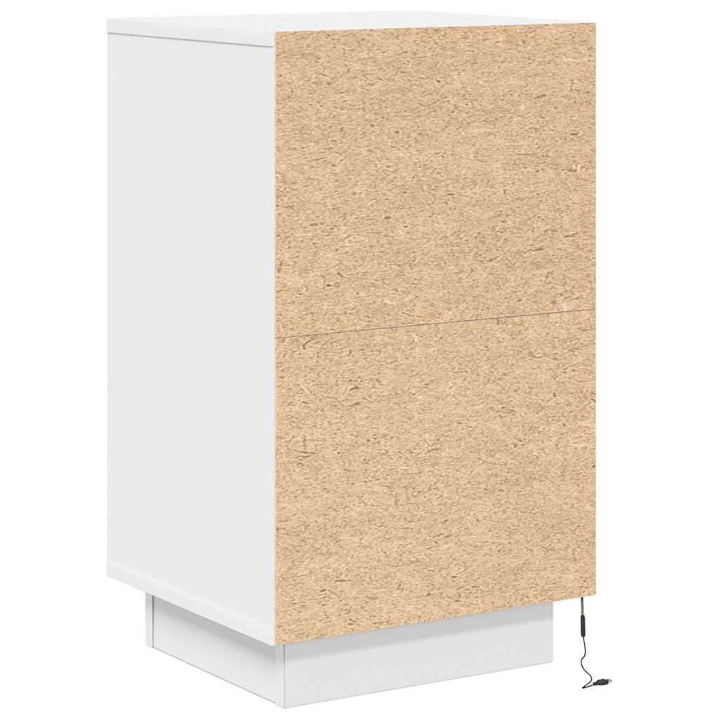 Nightstand with LED Lights White 38 x 34 x 65 cm