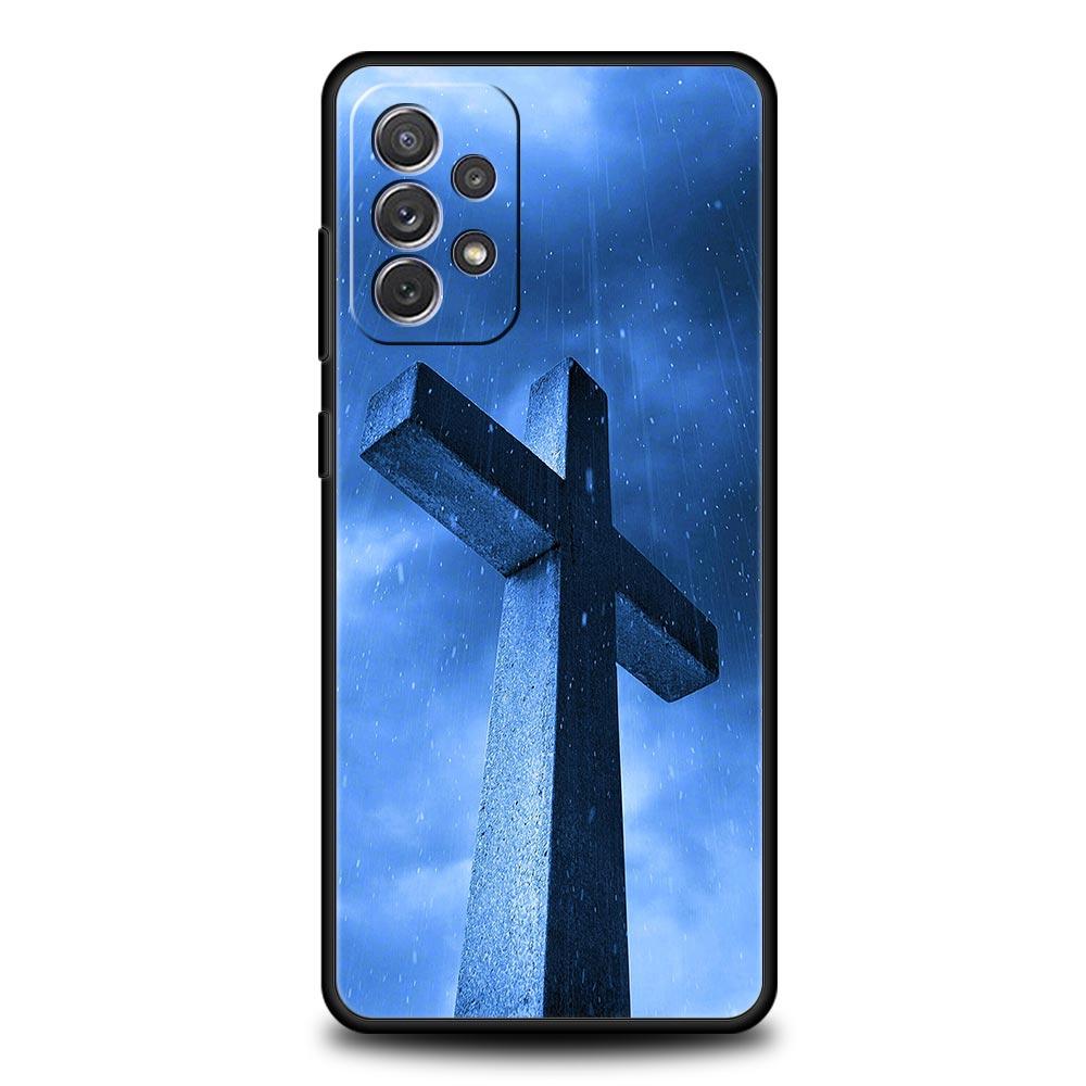Phone Case for Samsung Galaxy A13 A15 A17 A07 A22 A23 A25 A31 A73 A32 A52 A41 5G Soft TPU Faith Christian Religious Jesus Clear