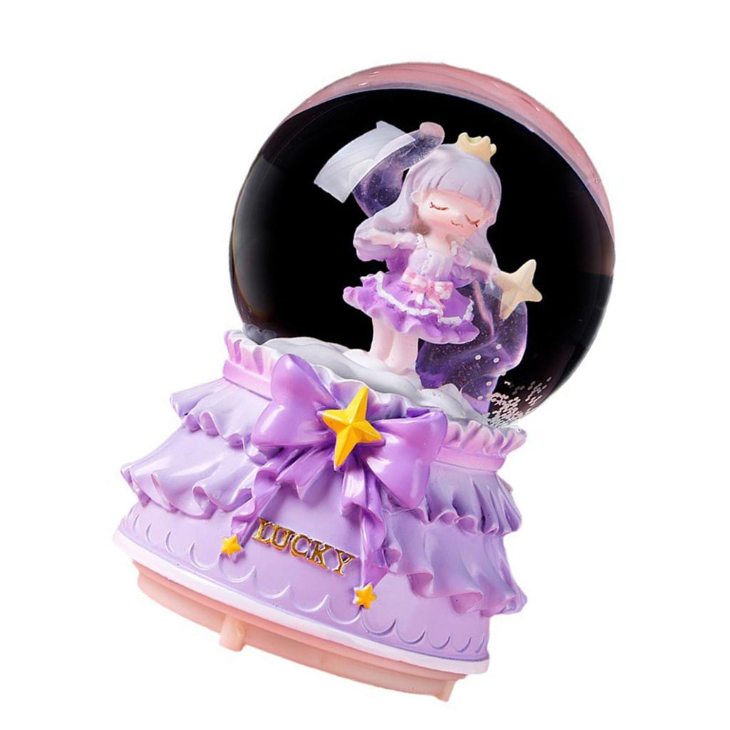 Cartoon Crystal Ball Music Box Handmade Innovative Musical Box with Flashing Light Effect for Home