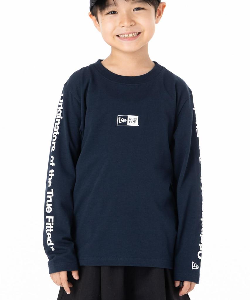 New Era Long Sleeve with Sleeve ONSPOTZ Medium Size 150 Youth Cotton Originators of the True Fitted Kids' T-Shirt Logo, Exclusive, Navy/White, L/S