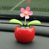 Car Ornament Solar Powered Dancing Shaking Head Cartoon Sun Flower Pot Automobile Auto Dashboard Decoration Cute Car Accessories