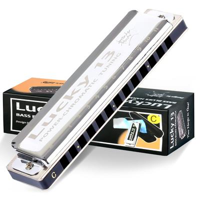 East Top Lucky13 (PowerChromatic-C) 13-Hole Blues Harmonica In C, Ideal for Jazz Professionals, Adults, and Children, Perfect for Study and Practice,