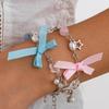 Schleifenquasten-Armband mit Kunstperlen-Akzent Modisches Schleifenquasten-Armband für Mädchen Zeigt Anmut