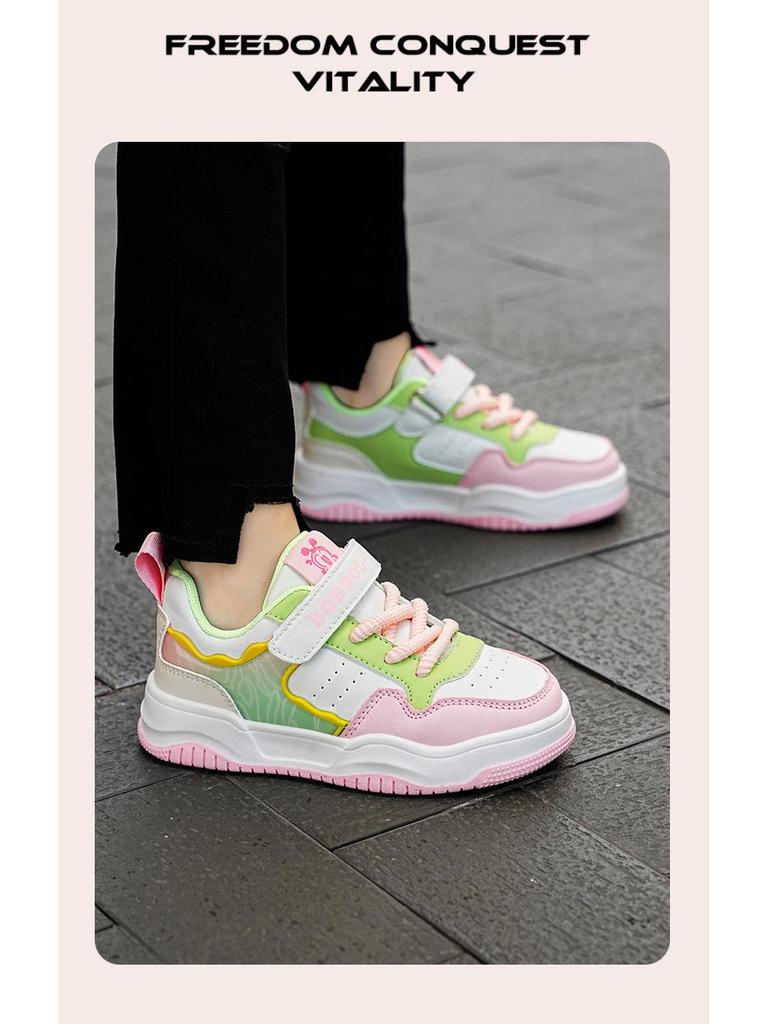 Bobodou Girls' Breathable Leather Canvas Shoes - Versatile Casual Sneakers for Spring and Autumn