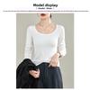 DeRong Spring and Autumn Base Shirt 2026 New Model U-Neck Slim Fit Long Sleeve T-Shirt Commuting Inner Layer Top for Women