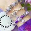 New Copper Purple Murano Bead Pansy Flower Dangle Charm Fit Original Brand Bracelet And Necklace Women Jewelry Gift