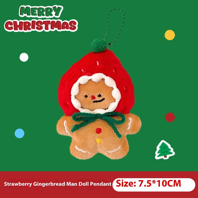 Cartoon Christmas Plush Doll Pendant Keychain Fluffy Cute Creative Soft Stuffed Doll Backpack Pendant Decorative Accessories