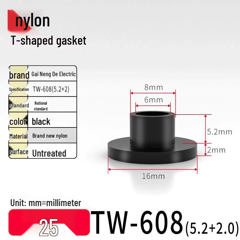 T-Shaped Nylon Gasket Ring Screw Shaft Sleeve with Concave-Convex Insulation Pad M2