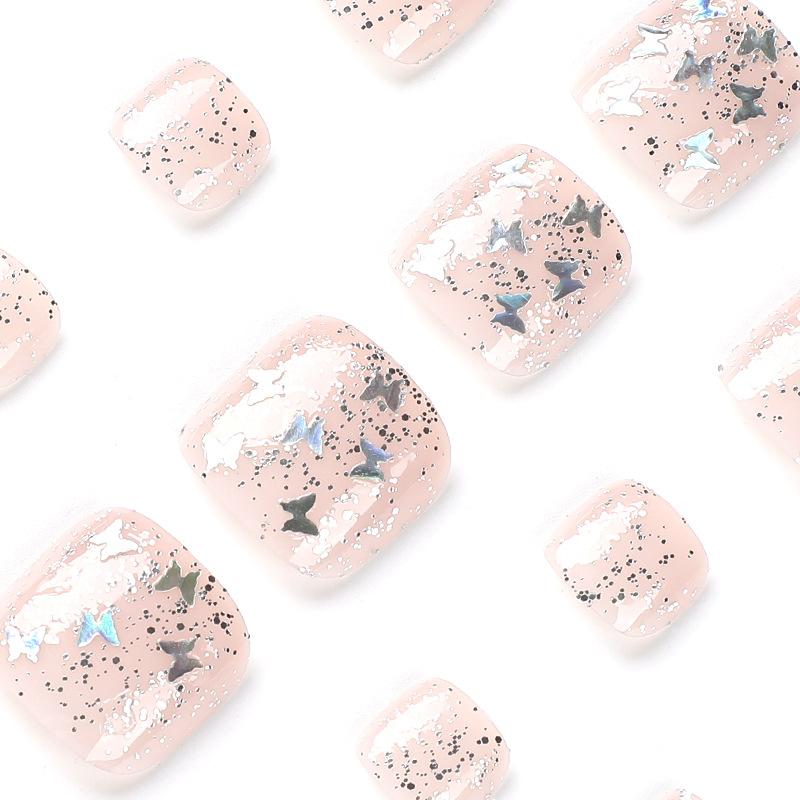 Wear Nail Silver Glitter Butterfly Sequins Toenails Wear Nails Nail Art Nail Pads Nail Pads Wear Nails