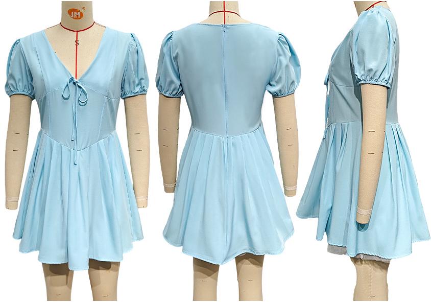 2026 Floral Puff Sleeve Summer Dress – Sweet French Style with Cinched Waist and A-line Skirt.