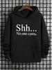 Men'S And Women'S Black Hooded Sweatshirt, Breathable Crew Neck, Street Style, Suitable for Everyday Casual Outings.