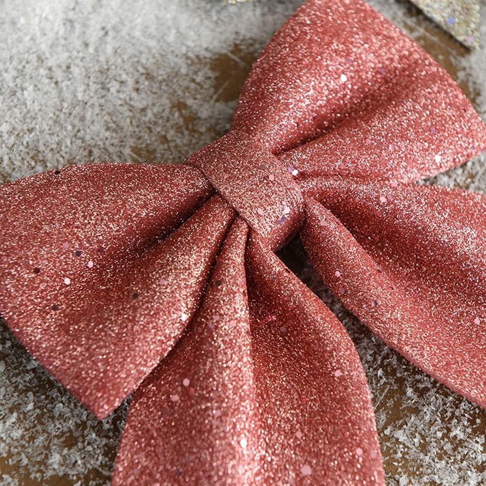 2pcs 20cm Sparkling Glitter Christmas Bow  Holiday Indoor Outdoor Decorations