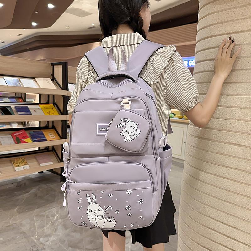 Cartoon Women's Backpack Large Capacity Student Schoolbag with Coin Purse