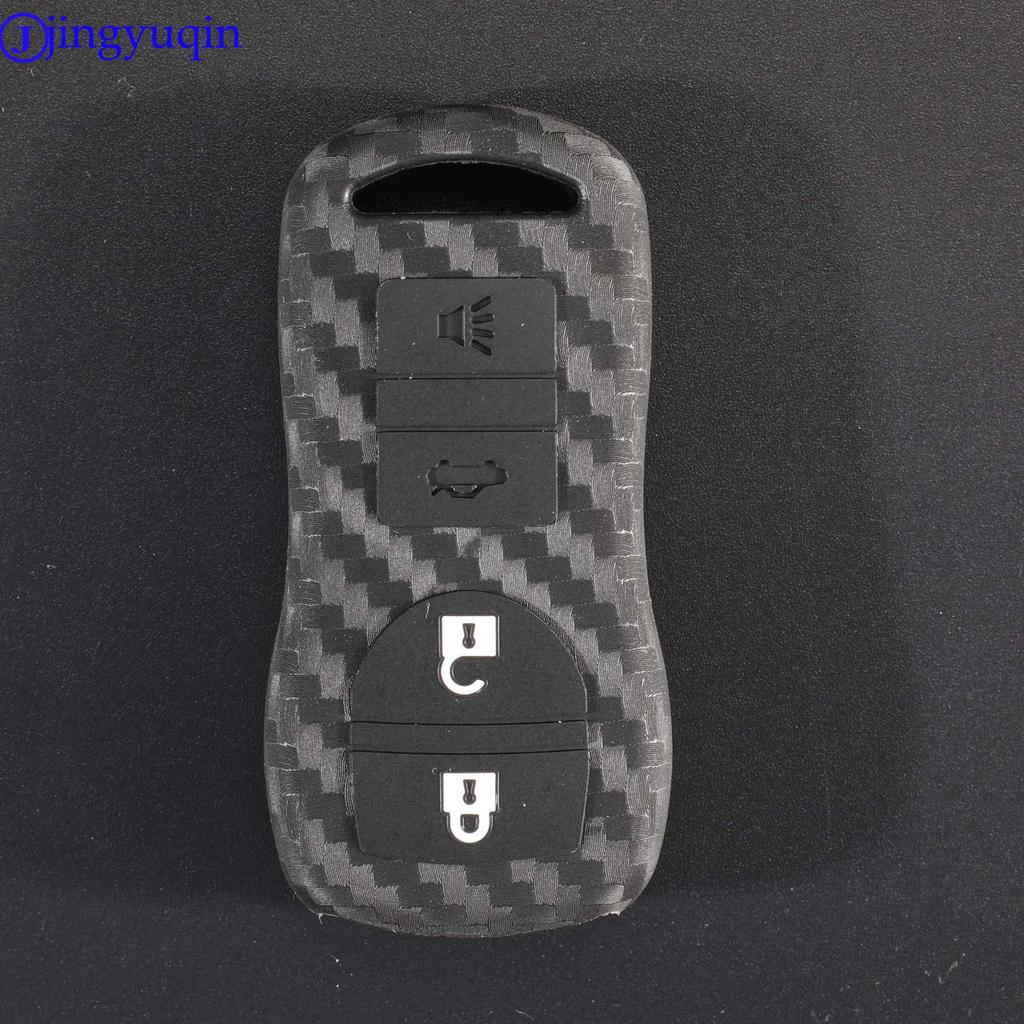 Jingyuqin 2/3/4 Buttons Carbon Fiber Patten For Nissan Armada Sentra 350Z Altima Maxima Infiniti Car Key Holder Case Cover