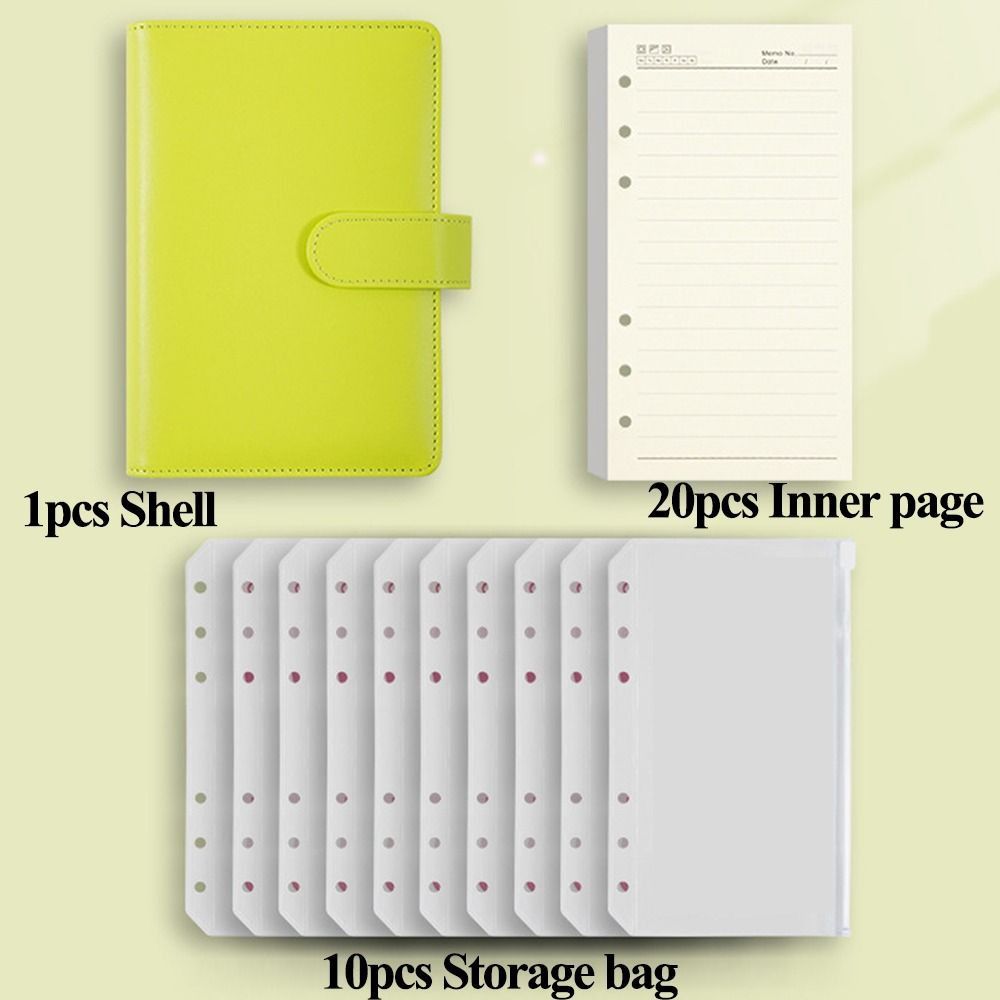 Pu Leather Loose-Leaf Notebook Macarone Color Budget Binder  Office Stationery Supplies