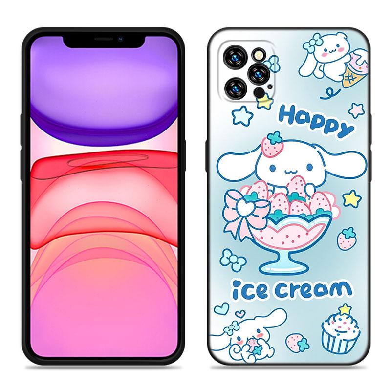 Husă de Telefon Kawaii Cinnamoroll Pentru Apple iPhone 12 13 Mini 11 14 15 Pro Max 7 8 Plus X XR XS SE 2020 2022 Husă Neagră din Silicon