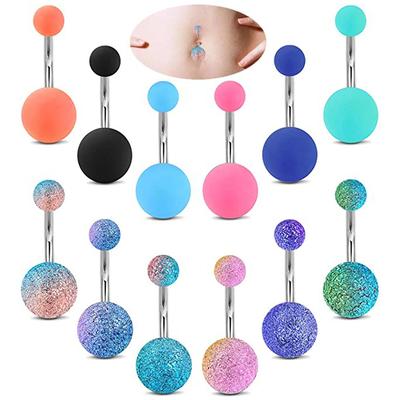 Set Colorful Acrylic Ball Belly Button Rings Jewelry Barbell Navel Body Piercing