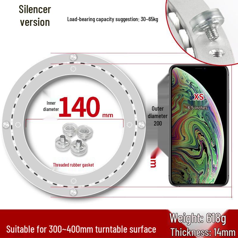 Round Marble Wooden Dining Table with Silent Aluminum Lazy Susan and Rotating Base