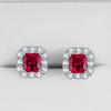 Jewelry Temperament Women'S Earrings, Colorful Treasure Stud Earrings, Imitation Pigeon Blood Ruby Square 7 * 7 Stud Earrings.