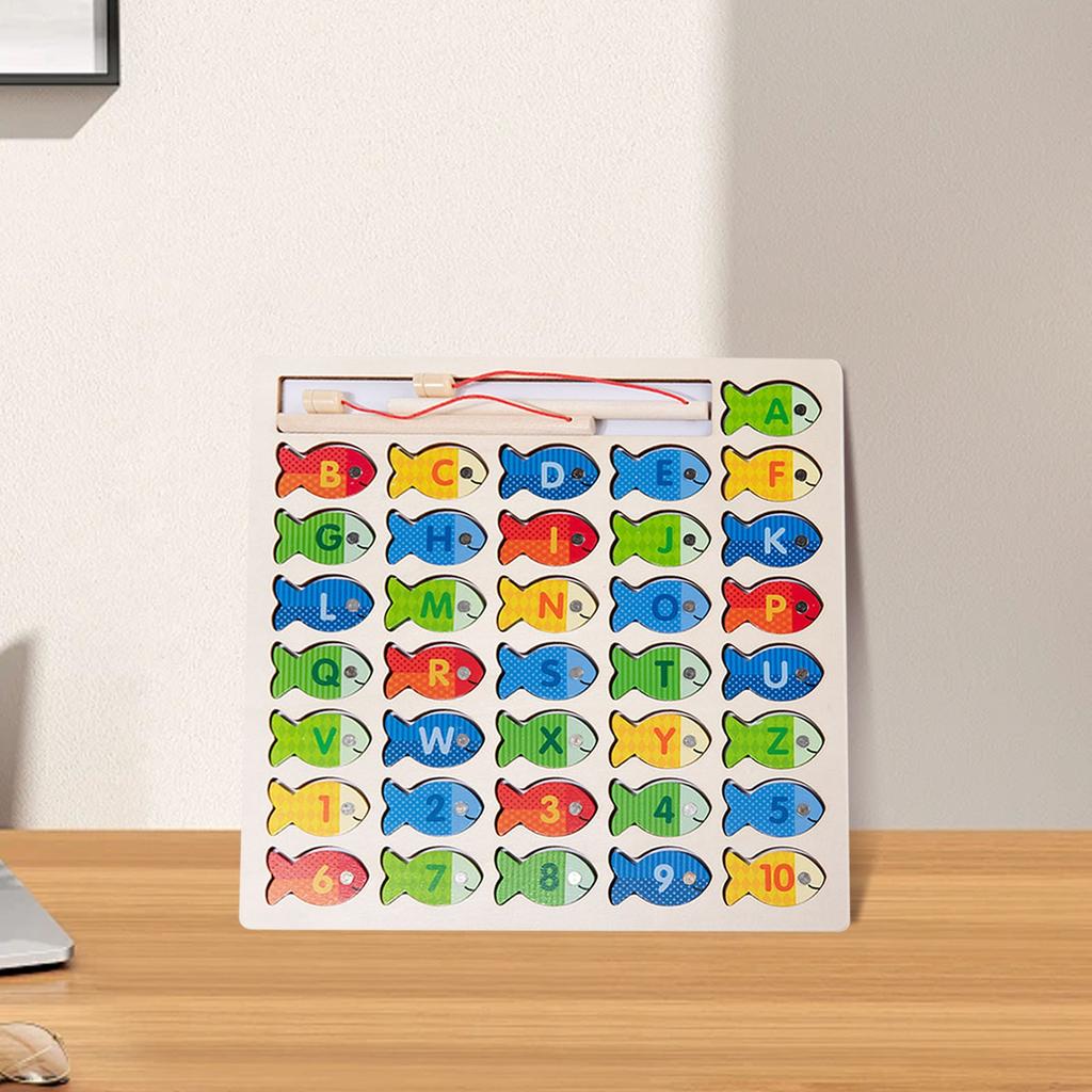 Children's Wooden Early Education Color Classification Enlightenment Number Letter  Pairing Magnetic Fishing Game Puzzle Toys