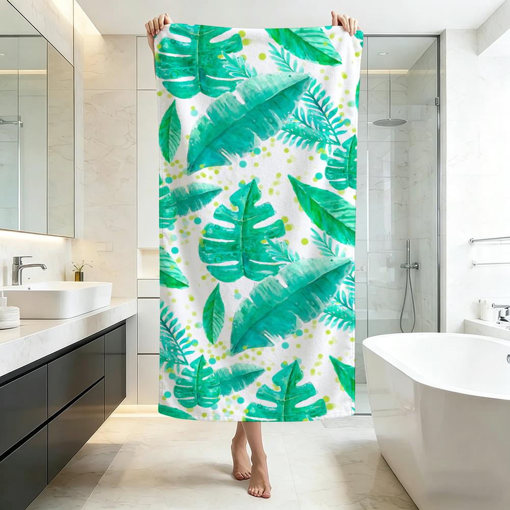 Fresh T-Tropical Monstera LeafS Towel Five-Star Hotel Quality Eco-Friendly Ultra Soft Thick Towels & Beach Towels