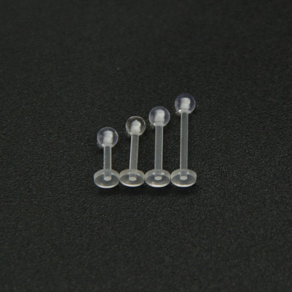 Acrylic Silicone Tongue, Ear, Navel, Eyebrow, Nose Piercing Jewelry with Transparent Bar and Bead