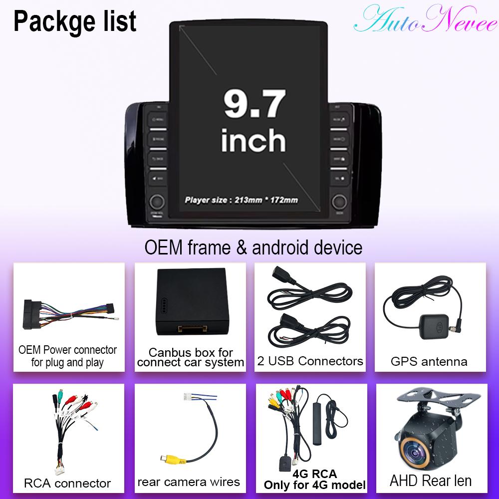 9.7 inch Tesla Screen Android 14 Car Radio GPS for Mercedes Benz R Class W251 R280 R300 R320 R350 R63 2006-2011 2013