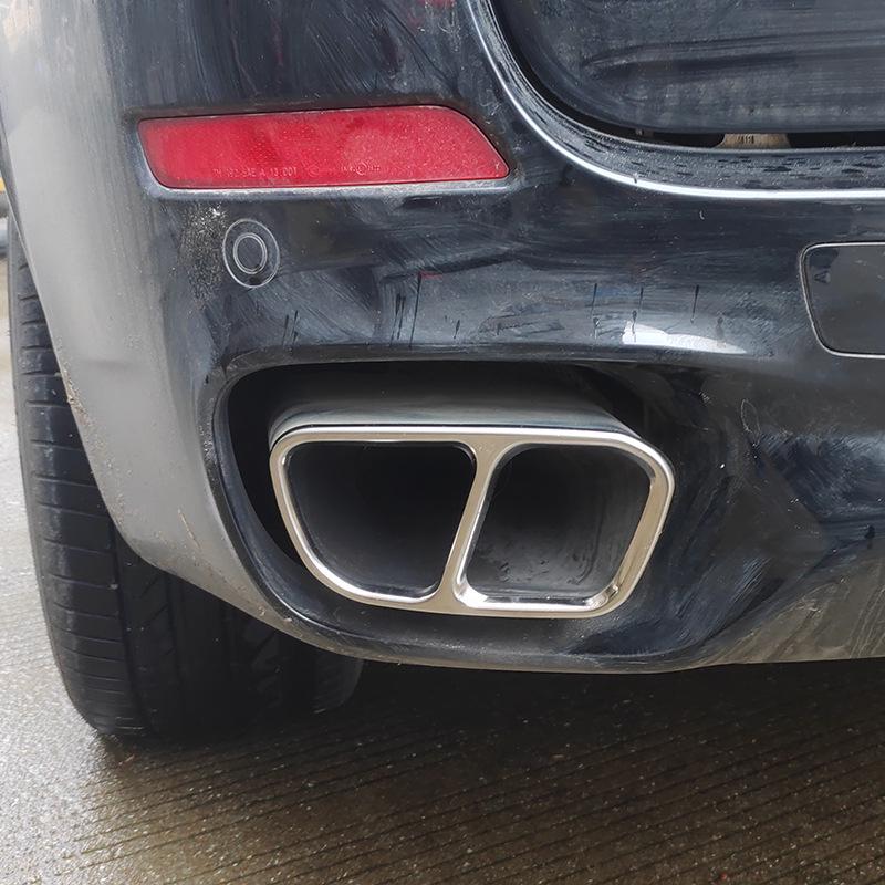 Stainless Steel Silver Exhaust Pipe Cover for 2014-2018 BMW X5 with Four-Outlets.