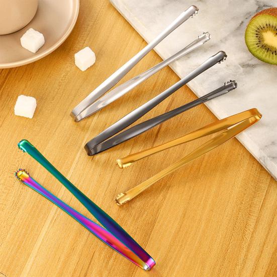 huaqianguhh Stainless Steel Ice Clamp, with Anti-Slip Serrated, Multi Purpose Serving Utensil, for Cubes Sugar Coffee Bar Use