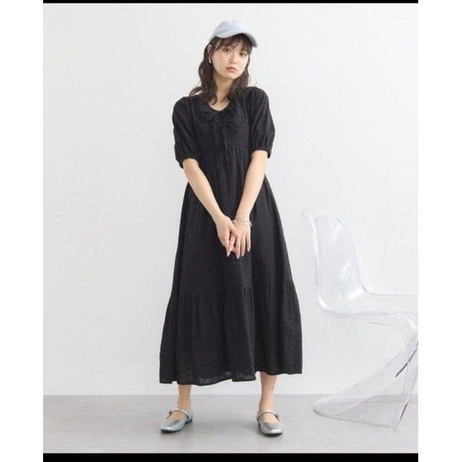 earth music&ecology, one piece floral embroidery flare dress