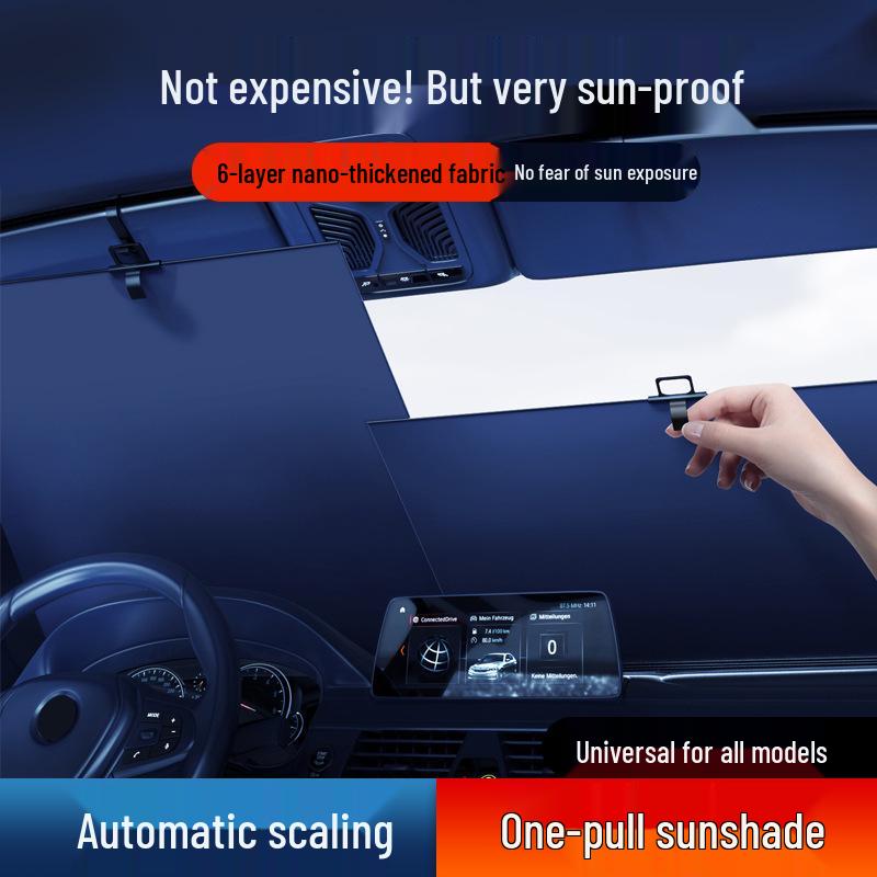Universal Retractable Front Windshield Sunshade for Summer Heat Protection