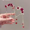 New Chinese Style Rose U Shape Hairpin Women Hanfu Cheongsam Tassel Ancient Style Hair Accessories