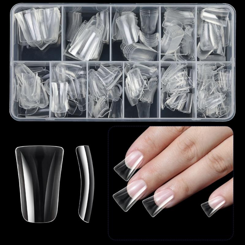 504x Curved Nail Tips Duck Nail Tips Press on Nails Tips Half Cover False Nails Clear Nail Tips for Nails Extensions