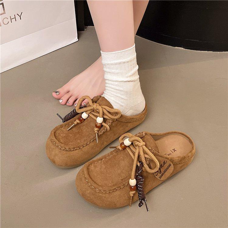 Thick-soled inner height-increasing Boken shoes bag head half slippers women's summer wear 2025 new ugly and cute one-pedal Boken single shoes