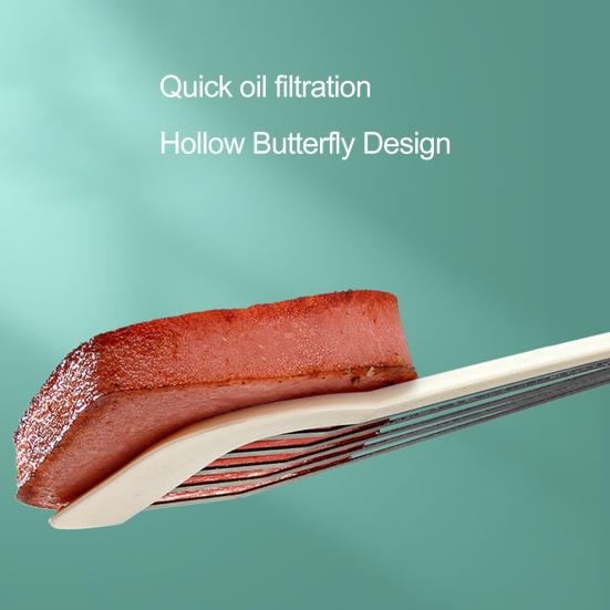 Cooking Spatula Non-stick Long Handle Hollow Out Multifunctional Stainless Steel Silicone Anti-scald Fish Spatula Shovel Kitchen Gadget