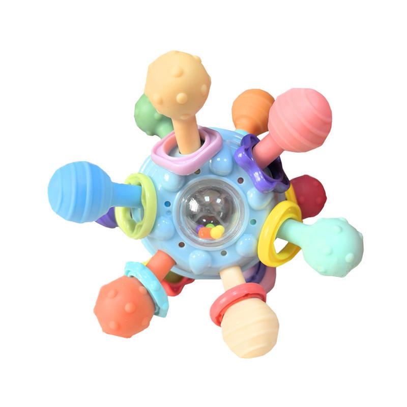Baby Toys 0 12 Months Silicone Sensory Teether Rotating Rattle Ball Toys Grasping Activity Baby Development Toy Baby Shower Gift
