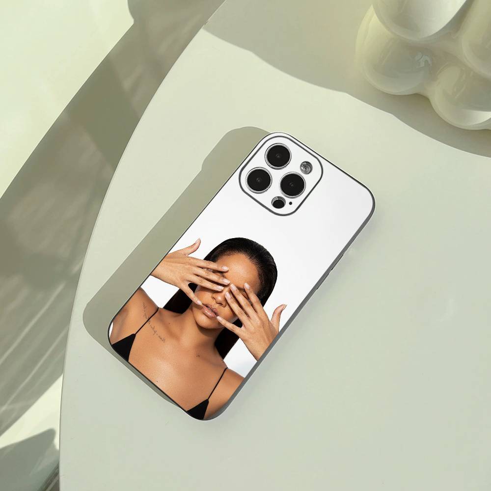 R-Rihanna-pop diva Phone Case For iPhone 17,16,15,14,13,12,11 Pro Max,16/15/14Plus,XS Soft Black Cover