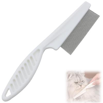 TANGRUl Pet Flea Comb for Dogs and 18cm Stainless Steel Cat Comb with Round Hair Long Cat Brush for Flea Long Hair Grooming Comb with Hanging Hole and