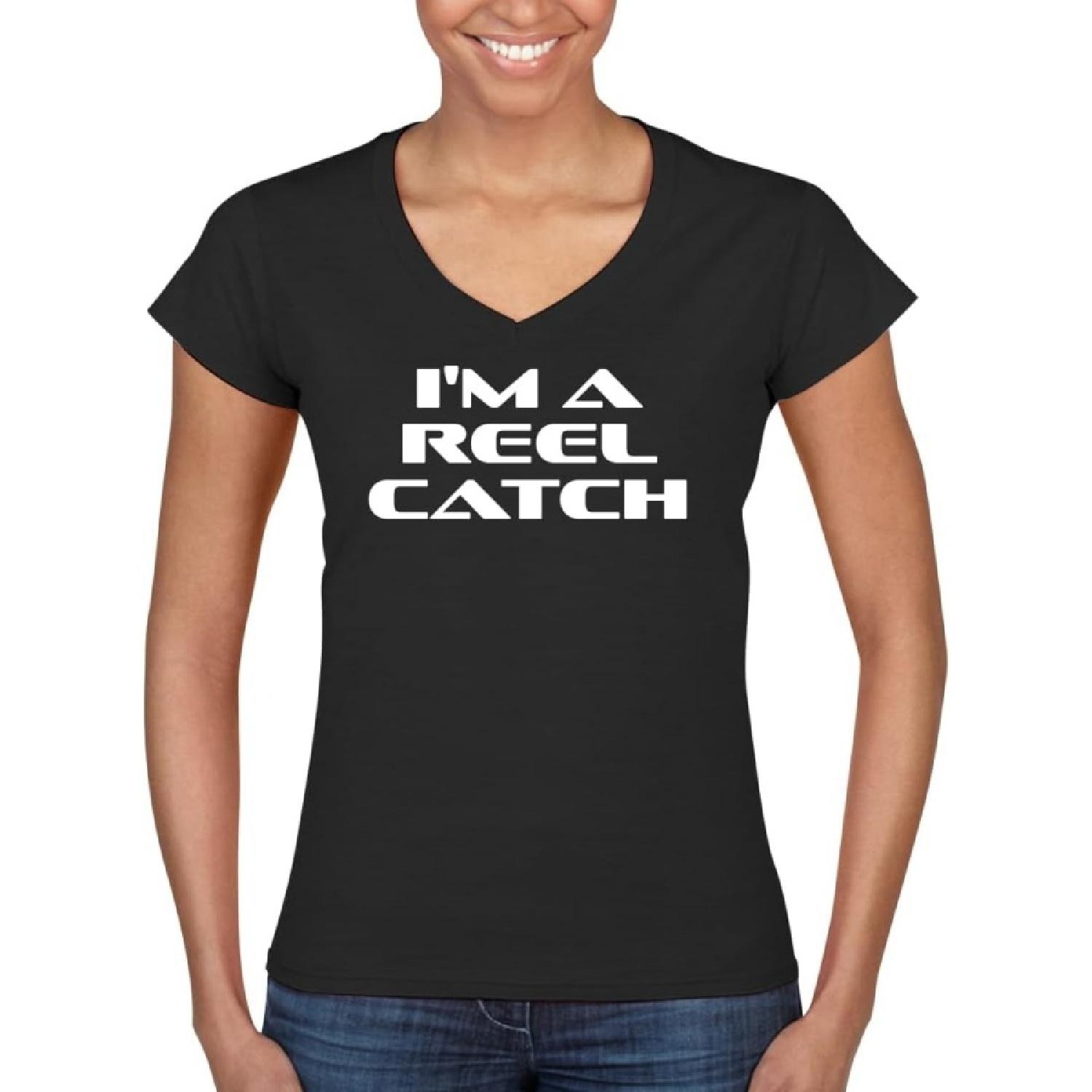 

I m A Reel Catch - Women s Ultra-Soft Deep V-Neck T-Shirt – Lightweight, Comfortable & Flattering Fit CP05 Black XXXXXL різнокольоровий
