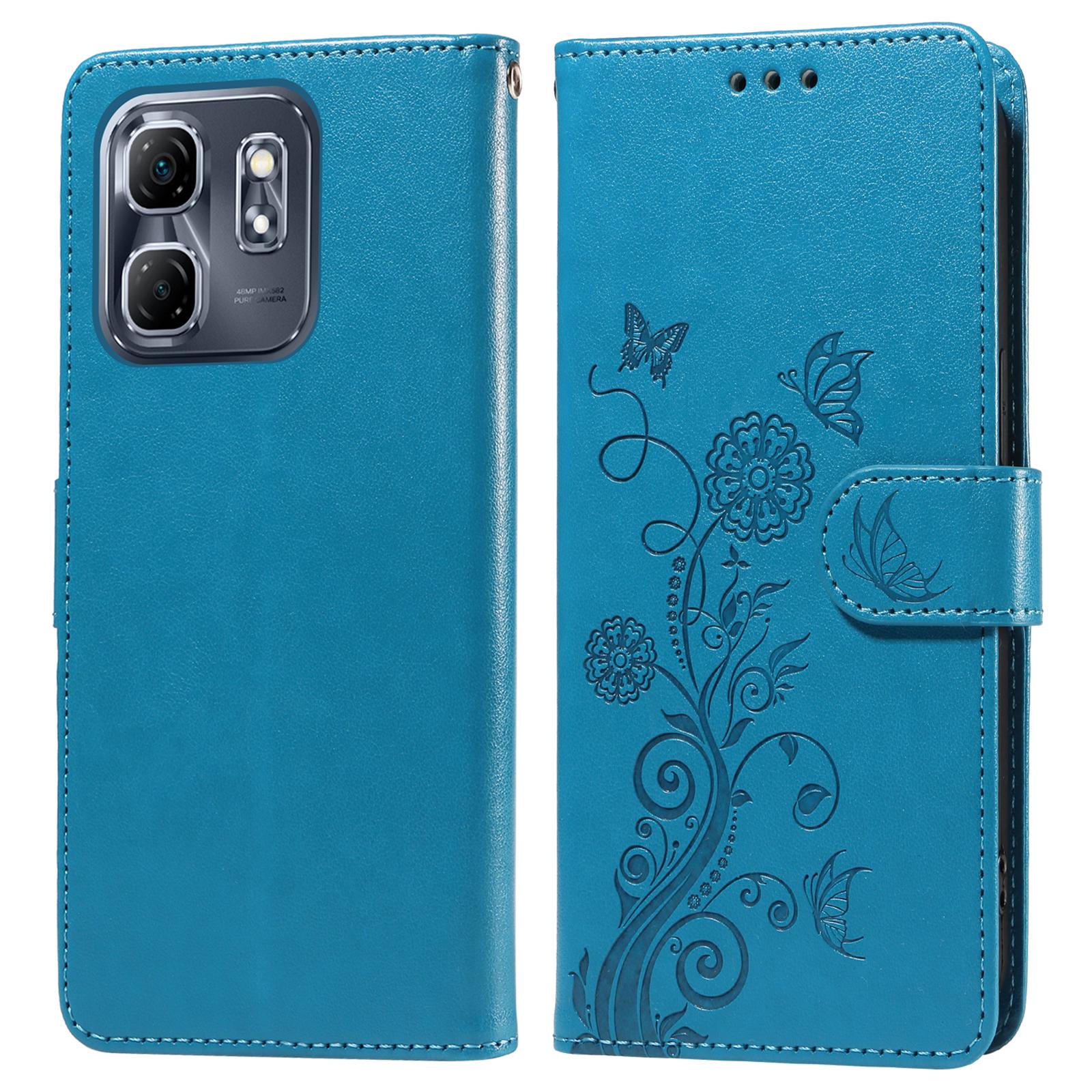 

For Infinix Hot 50i 4G/Smart 9 4G Leather Case Butterfly Floral Imprint Wallet Stand Cover C
