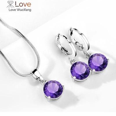 Classic Wedding Jewelry Set For Women Multicolor Zircon Silver Color Earrings Necklace Fashion Gift Jewellery Kcs256