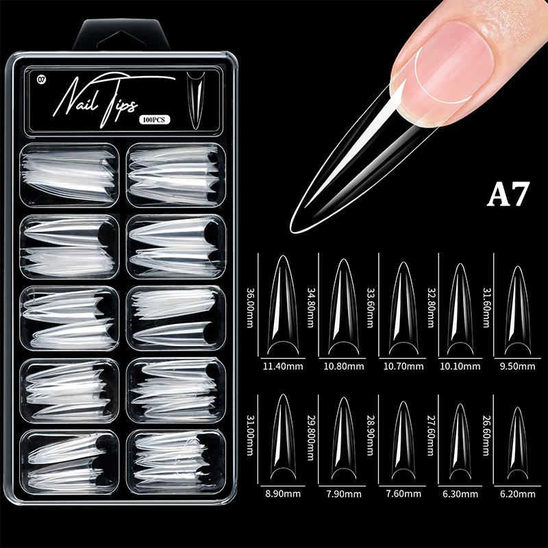 100Pcs Soft Gel False Nail Tips Short Square Coffin Almond Artificial Press On Fake Nails Extension Manicure Tools
