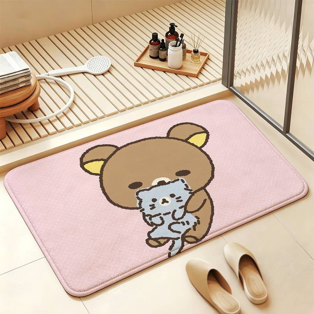 So Lovely R-Rilakkuma-S bear Anti‑Slip Floor Mat Short Plush Rug mat Soft Comfortable Machine Washable Home Decor