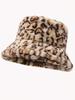 Leopard Print Furry Bucket Hat Warm Casual Street Style