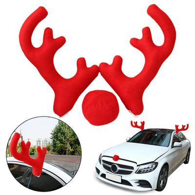 Araç Dekorasyonu Ren Geyiği Kostüm Seti Kamyon Süsleri Sevimli Hediyeler Burun 1 + Boynuzlar 2 Boynuz Kostüm Partisi Noel Araç Q0V0